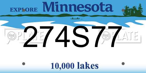 274S77 Minnesota License Plate