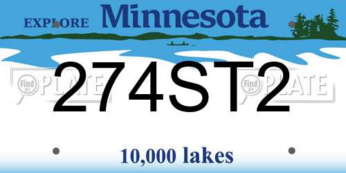274ST2 Minnesota License Plate
