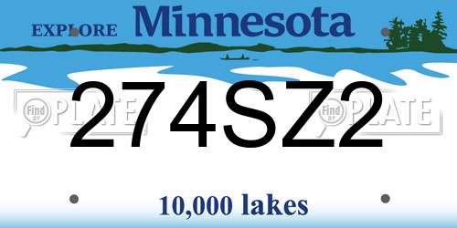 274SZ2 Minnesota License Plate