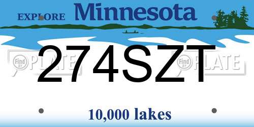274SZT Minnesota License Plate