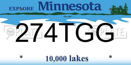 274TGG Minnesota License Plate