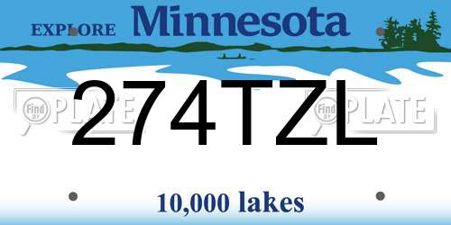 274TZL Minnesota License Plate