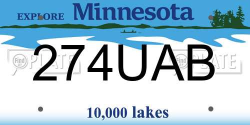 274UAB Minnesota License Plate
