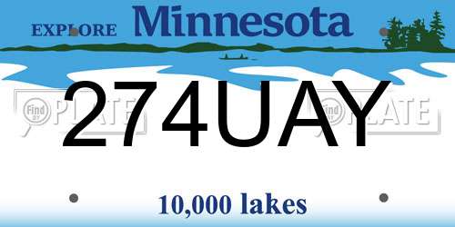 274UAY Minnesota License Plate