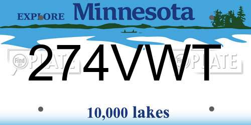 274VWT Minnesota License Plate