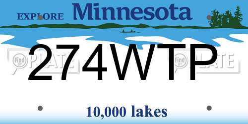 274WTP Minnesota License Plate