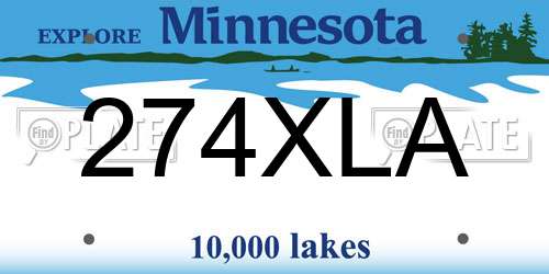 274XLA Minnesota License Plate