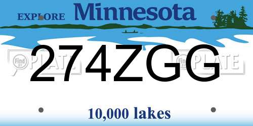 274ZGG Minnesota License Plate