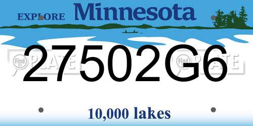 27502G6 Minnesota License Plate