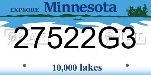 27522G3 Minnesota License Plate