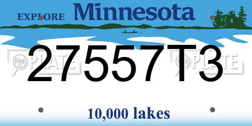 27557T3 Minnesota License Plate
