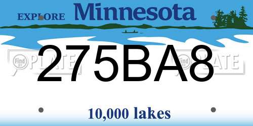 275BA8 Minnesota License Plate