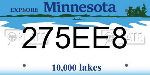 275EE8 Minnesota License Plate