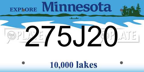 275J20 Minnesota License Plate