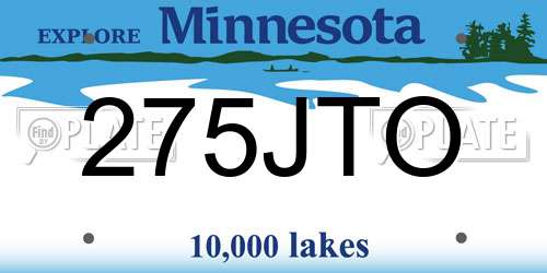 275JTO Minnesota License Plate