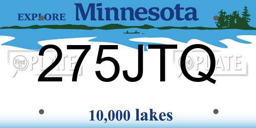 275JTQ Minnesota License Plate