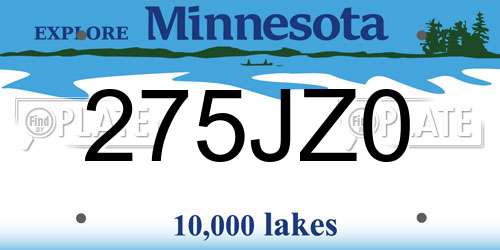 275JZ0 Minnesota License Plate