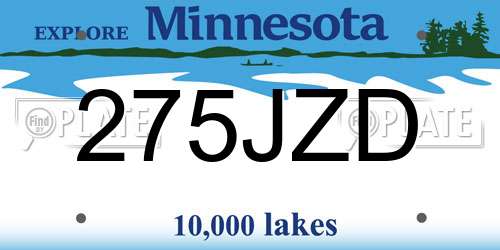 275JZD Minnesota License Plate