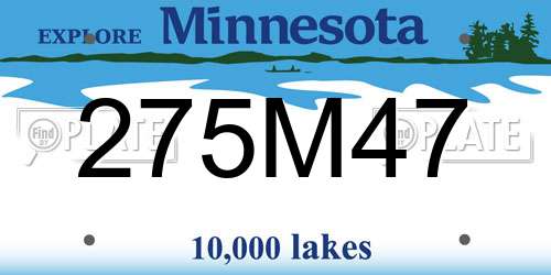 275M47 Minnesota License Plate