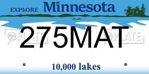 275MAT Minnesota License Plate