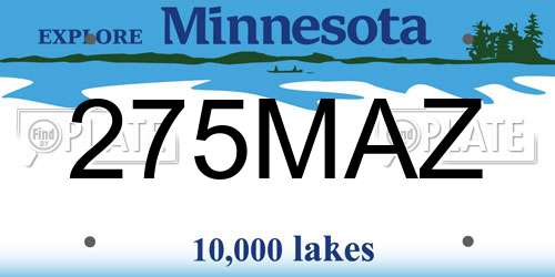 275MAZ Minnesota License Plate