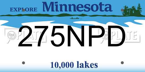 275NPD Minnesota License Plate