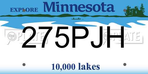 275PJH Minnesota License Plate