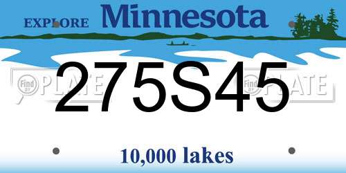 275S45 Minnesota License Plate
