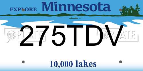 275TDV Minnesota License Plate