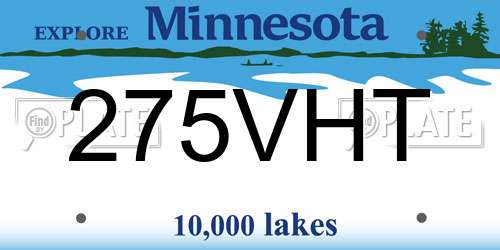 275VHT Minnesota License Plate