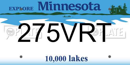 275VRT Minnesota License Plate