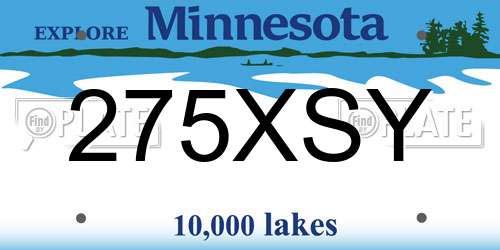 275XSY Minnesota License Plate