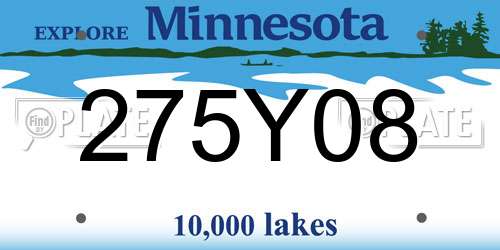275Y08 Minnesota License Plate