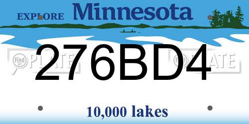 276BD4 Minnesota License Plate