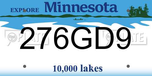 276GD9 Minnesota License Plate