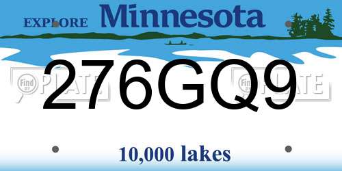 276GQ9 Minnesota License Plate