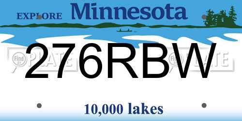 276RBW Minnesota License Plate