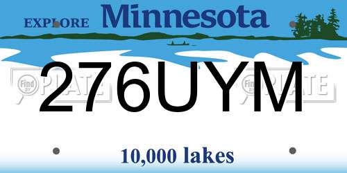 276UYM Minnesota License Plate