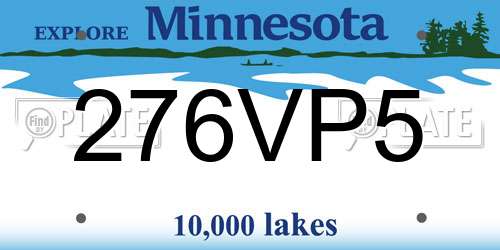 276VP5 Minnesota License Plate