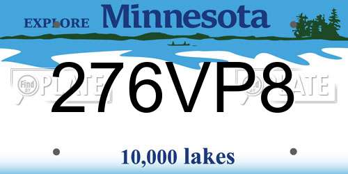 276VP8 Minnesota License Plate
