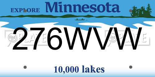 276WVW Minnesota License Plate