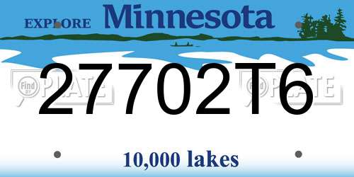 27702T6 Minnesota License Plate