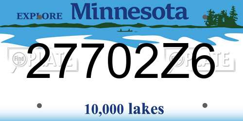 27702Z6 Minnesota License Plate