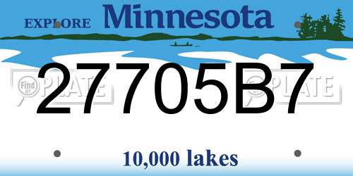 27705B7 Minnesota License Plate
