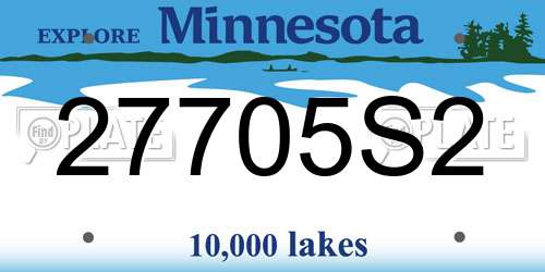 27705S2 Minnesota License Plate