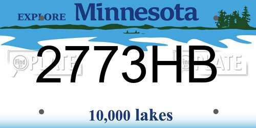 2773HB Minnesota License Plate