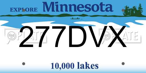 277DVX Minnesota License Plate
