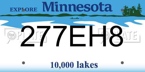 277EH8 Minnesota License Plate