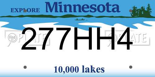 277HH4 Minnesota License Plate