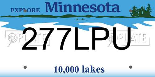 277LPU Minnesota License Plate